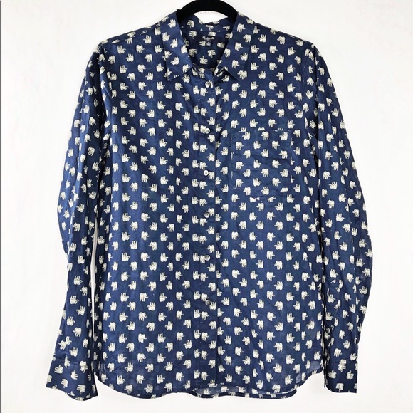Madewell Tops - Madewell Elephant Eden Button Up Blouse Navy L
